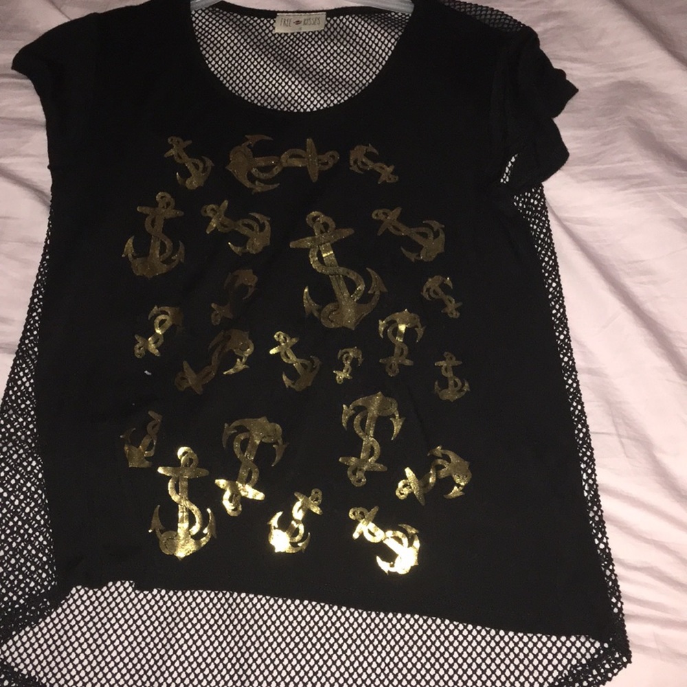 Black mesh anchor shirt